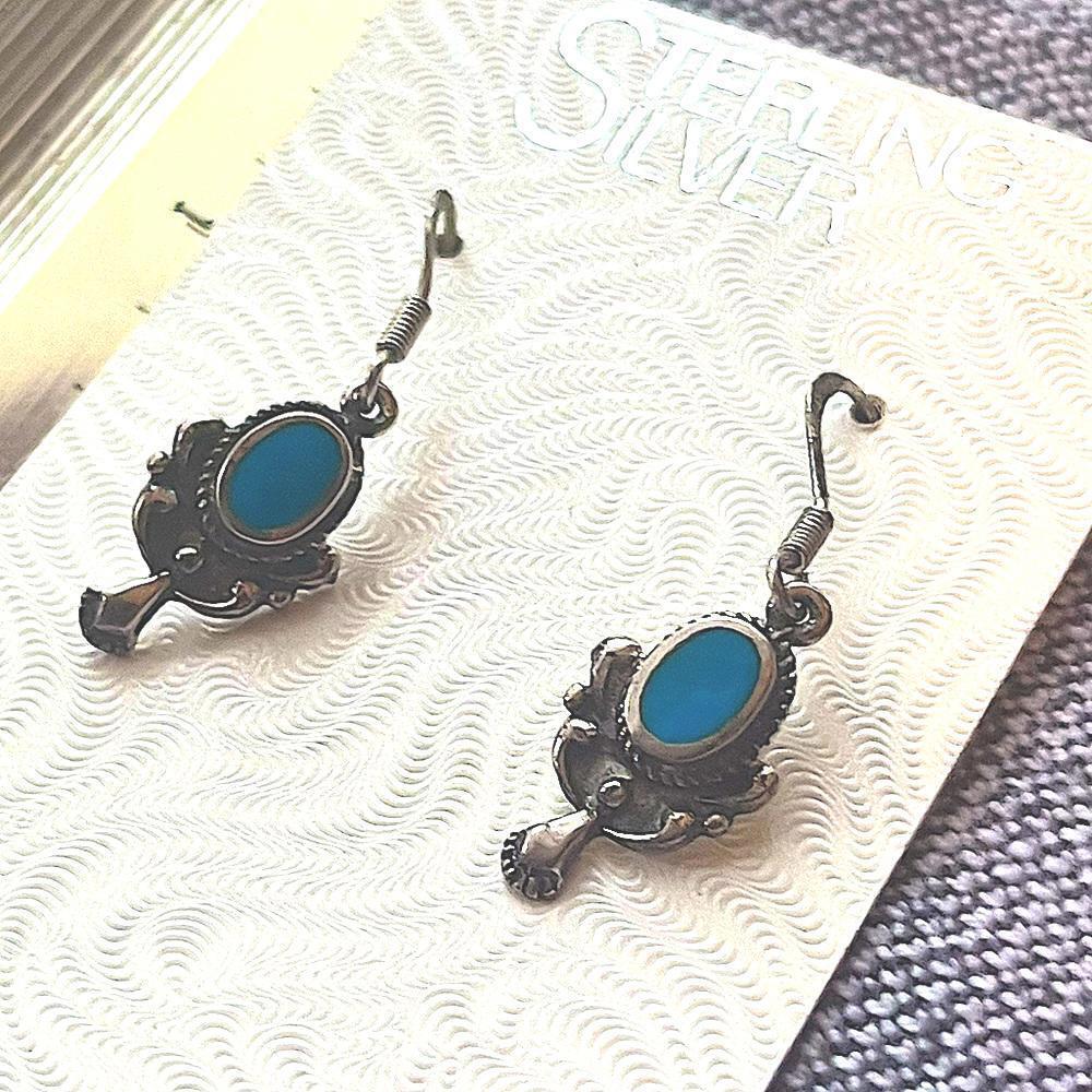 Vintage Sterling Silver‎ Turquoise Earrings​
